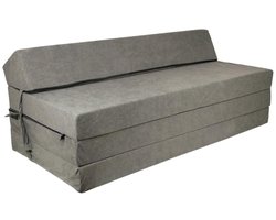 Opvouwbaar matras met hoofdkussen  Wasbare hoes  200cm x 120cm x 10cm  Grijs