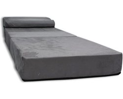 Viking Choice - Logeermatras met kussen - opvouwbaar - 70x200x15 cm - grijs