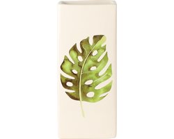 1x Witte radiator waterverdampers/luchtbevochtigers botanische planten print monstera blad 21 cm - Waterverdampers voor de verwarming - Luchtvochtigheid verhogen