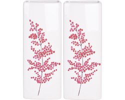 2x Witte radiator waterverdampers/luchtbevochtigers botanische bloemen print bessentak 21 cm - Waterverdampers voor de verwarming