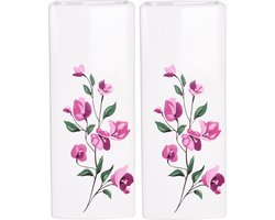 2x Witte radiator waterverdampers/luchtbevochtigers botanische bloemen print bloesemtak 21 cm - Waterverdampers voor de verwarming