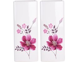 2x Witte radiator waterverdampers/luchtbevochtigers botanische bloemen print veldbloemen 21 cm - Waterverdampers voor de verwarming