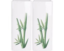 2x Witte radiator waterverdampers/luchtbevochtigers botanische planten print bamboe blad 21 cm - Waterverdampers voor de verwarming