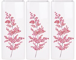 3x Witte radiator waterverdampers/luchtbevochtigers botanische bloemen print bessentak 21 cm - Waterverdampers voor de verwarming