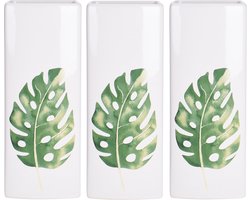 3x Witte radiator waterverdampers/luchtbevochtigers botanische planten print monstera blad 21 cm - Waterverdampers voor de verwarming