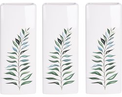 3x Witte radiator waterverdampers/luchtbevochtigers botanische planten print varen blad 21 cm - Waterverdampers voor de verwarming