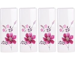 4x Witte radiator waterverdampers/luchtbevochtigers botanische bloemen print veldbloemen 21 cm - Waterverdampers voor de verwarming