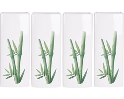 4x Witte radiator waterverdampers/luchtbevochtigers botanische planten print bamboe blad 21 cm - Waterverdampers voor de verwarming