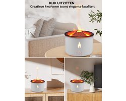 Aroma Diffuser - Humidifier - Air Purifier - Luchtbevochtiger - Vlameffect - 360 ml - Wit