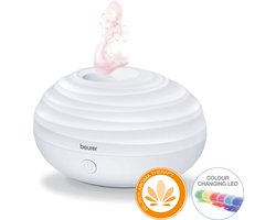 Beurer LA 20 Aroma diffuser - Luchtbevochtiger - Ultrasoon - Ruimtes tot 10m2 - Gekleurde LED verlichting - Automatische uitschakeling - Incl. netadapter - 3 Jaar garantie