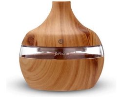 DrPhone Ultrasone Luchtbevochtiger - Humidifier - 300ml - Verwisselbare Aroma Essentiële Olie Diffuser met 7 kleuren Ledlicht - Bruin