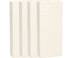 Gerimport Waterverdamper - 4x - creme wit - keramiek - 400 ml - radiatorbak luchtbevochtiger - 7,4 x 17,7 cm