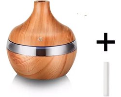 HOGA - Luchtbevochtiger - Humidifier 300ML – Vernevelaar – Waterverdamper – 7 kleuren LED- Lichtbruin