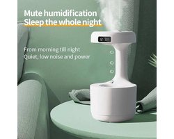 Humidifier - Luchtbevochtiger - Waterdruppel - Gravity - Zwaartekracht - Luchtbevochtiger met Ultrasone Technologie - Smart Timer functie - Vernevelaar - Aroma Diffuser - 800 ML - Digitale clock - LED licht - Touchscreen - Wit