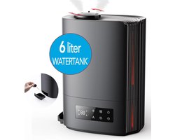 JC's - Luchtbevochtiger - Grote watertank 6 liter - Ultrasone luchtbevochtiger - Automatische functie met Hygrometer - Aroma diffuser - Humidifier - Luchtbevochtigers - Geruisloos - zwart - Energieklasse A+++