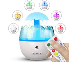 JT Products 4-In-1 Regendruppel Humidifier - Rain Cloud - Met Afstandsbediening - 7 Kleuren - Luchtbevochtiger - Aroma Diffuser - White Noise Machine - Baby - Witte Ruis - Slaaptrainer