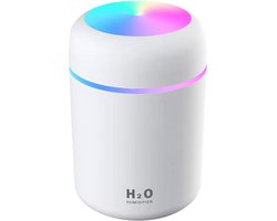 Luchtbevochtiger - Wit - LED Sfeerverlichting - Vernevelaar - LED verlichting - Aroma diffuser - USB-Luchtbevochtiger - Humidifier - Ultrasone Verdamper - Inclusief USB-kabel & 1 extra filter - Woonkamer, Slaapkamer, Babykamer