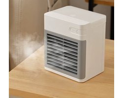 Pro-Care Oplaadbare Desk Water Ice - Water Air Cooler Fan - Draagbare Air Cooler - Luchtkoeler Ventilator - Luchtkoeler met Water en of ijs - Mini Airco - Mini Aircooler - 12m2 - Wit