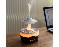 Regendruppel Humidifier (Zwart) | Luchtbevochtiger | White Noise Machine | Nachtlamp | Regenwolk Lucht Bevochtiger | Aroma Diffuser