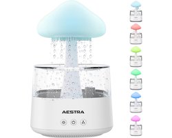 Regenwolk Luchtbevochtiger - Aestra - White Noise Machine - Slaaptrainer - Aroma Diffuser - Nachtlamp - Nachtlampje - Bureaulamp - Regendruppels