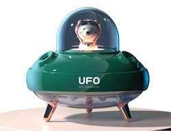 UFO Diffuser Groen – Luchtbevochtiger 400ML – Kinderkamer – Babykamer – Babyshower – Gender Reveal – Humidifier met Verlichting – Nachtlampje – Cadeau Kind – Vernevelaar Incl. Extra Filters – Neutraal