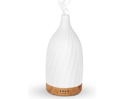 Ultrasone luchtbevochtiger van keramiek wit - Aromatherapie elektrische diffuser met 7 kleuren ledlampen - Voor slaapkamer/yoga - 100 ml. .