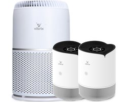 Vibrix Luchtreiniger Set B - Woonkamer en Slaapkamer - HEPA Filter - Ionisator - Luchtfilter - Air Purifier - Air Cleaner - PureFlow30 - Vortex20