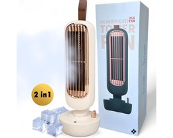 Vonkovic Retro Ventilator & Luchtbevochtiger - 2 in 1 - Plug & Play Ventilator en Humidifier - Lucht Koeler - Tafelventilator - Airco - Wit