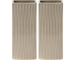 Waterverdamper radiator - 2x - beige - met relief - kunststeen - 18 cm - luchtbevochtiger