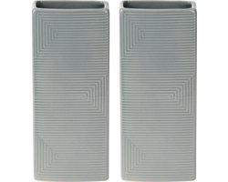 Waterverdamper radiator - 2x - grijs - met relief - kunststeen - 18 cm - luchtbevochtiger