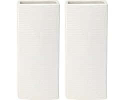 Waterverdamper radiator - 2x - ivoor wit - met relief - kunststeen - 18 cm - luchtbevochtiger