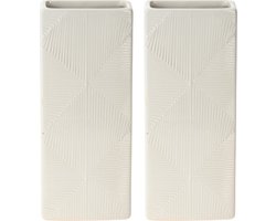 Waterverdamper radiator - 2x - wit - met relief - kunststeen - 18 cm - luchtbevochtiger