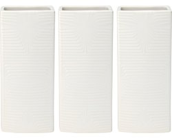 Waterverdamper radiator - 3x - ivoor wit - met relief - kunststeen - 18 cm - luchtbevochtiger