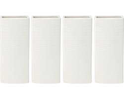 Waterverdamper radiator - 4x - ivoor wit - met relief - kunststeen - 18 cm - luchtbevochtiger