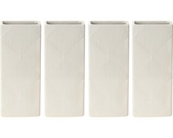 Waterverdamper radiator - 4x - wit - met relief - kunststeen - 18 cm - luchtbevochtiger