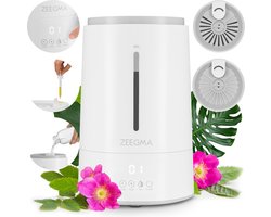 Zeegma Vers IONI Luchtbevochtiger - Luchtzuiveraar - Met Ionisatie - En Aromatherapiefucntie - 260ml/h - Hygrometer - Vochtigheidssensor - Ingebouwde timer - 4 bevochtigingsniveaus - Energiebesparens