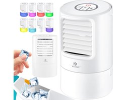 4-in-1 Mobiele Airconditioner | Mini Ventilator met LED Sfeerverlichting | Luchtbevochtiger en Ionisator | Draagbare Luchtkoeler