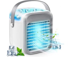 Airconditioning zonder afvoerslang - Airconditioning mobiele stil - Aircooler met koelelementen - Aircooler zonder afvoerslang - ‎17,3 x 15,2 x 17,3 cm - 873 g - ‎1,6 Volt - ‎Wit/Grijs.