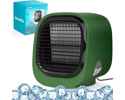 Bewello® - Mini Airco - Mini Ventilator voor Bureau - USB Ventilator met Luchtkoeler - Kleine Tafelventilator Airco - Groen - Mobiele Water Aircooler - met LED moodlight - Fluisterstil