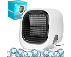 Bewello® - Mini Airco - Mini Ventilator voor Bureau - USB Ventilator met Luchtkoeler - Kleine Tafelventilator Airco - Wit - Mobiele Water Aircooler - met LED moodlight - Fluisterstil