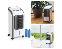 Cheqo® 3-in-1 Mobiele Luchtkoeler met Water - Air Cooler Verrijdbaar - Airconditioner - 80W - 3500ml - 3 Standen - 2 Koelelementen- 26x25x57cm