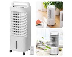 Cheqo® Mobiele Aircooler - Luchtkoeler - Koelen & Bevochtigen - 45W - 3L - 3 Windmodi - LED Display - Met Afstandsbediening - 22x22x60cm