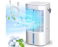 COCHO® Mini Aircooler Met Water 900ML - LED - Draagbare Airconditioning - Luchtkoeler - 4-in-1 Luchtkoeler - 120° Oscillatie - 3 Snelheden - Mini Airconditioning - Slaapkamer - Kantoor