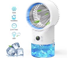 COCHO® Pro Mini Aircooler Met Water 420ML - LED 7 Kleuren - 3 Snelheden - Timerfunctie 2-4 uur - Draagbare Airconditioning - Luchtkoeler - 4-in-1 Luchtkoeler - Mini Airconditioning - Ventilator - Pro Mobiele Airconditioning