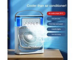 Draagbare Airconditioner - Water Koeler - Luchtventilator - Aircooler - Mini Airco - Aroma Diffuser - Draagbare Luchtkoeler - 7 Kleuropties - 5 Spraystanden -