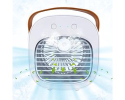 Draagbare luchtkoeler - mini persoonlijke airconditioner - kleine verdampingskoelers - met handvat - luchtbevochtiger - 3 snelheden - desktop ijsblokjeskoelventilator - voor reizen kantoor en slaapkamer - draagbaar - compact Luchtkoeler