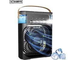 Gabrys mini Airconditioners Draagbare Koelventilator Led Nachtlampje Water Mistpret 3 In 1 Lucht Voor Thuis - ventilator - zwart - thuis - kantoor - school - zomer - koeling - airconditioning - Kamperen - Luchtkoeler - Aircooler - Tafel Ventilator