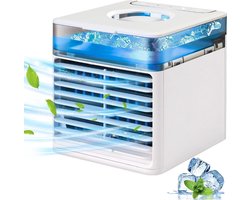 Goodivery - Luchtkoeler - Draagbare luchtkoeler - Verdampingskoelventilator - Airconditionerkoeler en luchtbevochtiger - Wit - 14.4 x 16.1 x 15.88 cm