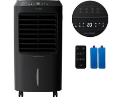 JAP Appliances Edmonton - 4 in 1 Aircooler, Ventilator, Ionisator en luchtbevochtiger - Met afstandsbediening en timer - Luchtkoeler Inclusief 2 koelelementen - Mat zwart