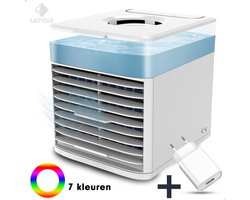 MIFOR® NIEUW 2023 AIRCOOLER met 7 kleuren LED verlichting - 4 in 1 Ventilator - Verkoeling - Koele lucht - Waterreservoir - INCL. USB Adapter Plug